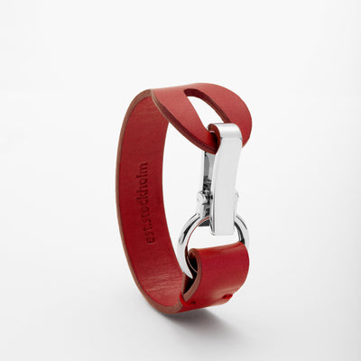 Fumy Red Siv Leather Bracelet Silver Clasp